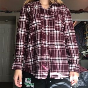 Purple and white plaid flannel